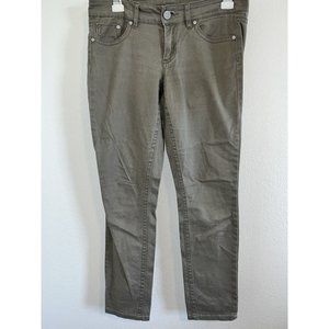 Indigo Rein Jeans Skinny Women Size 7 32X27 Low Rise Cotton Blend Olive Green